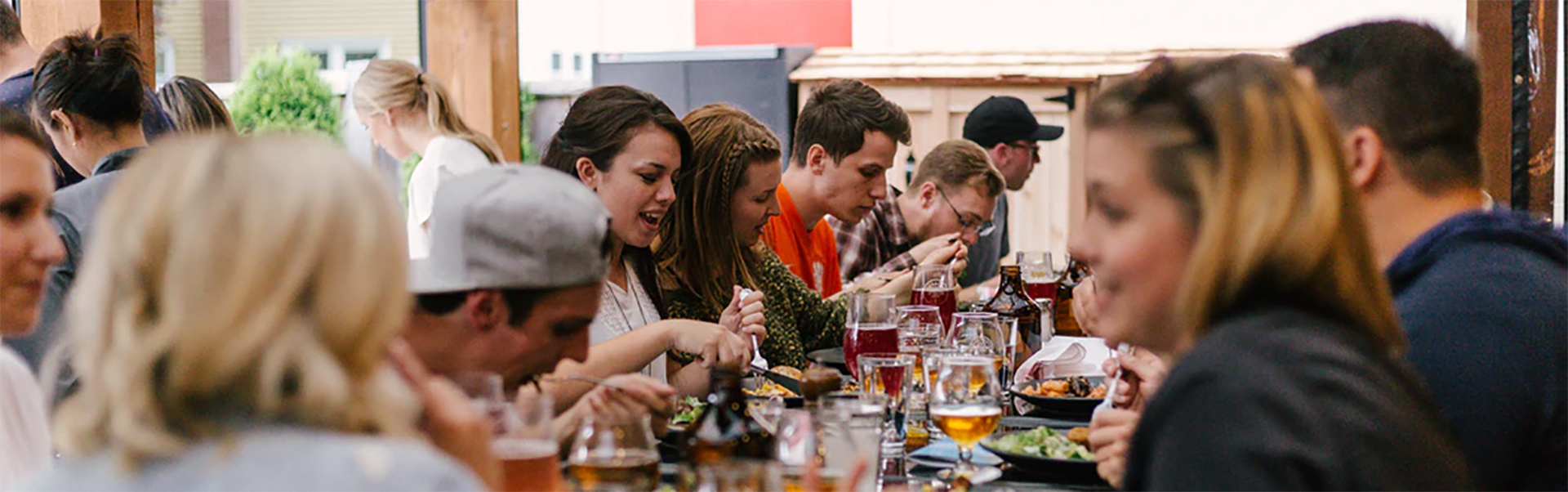 People eating at an event