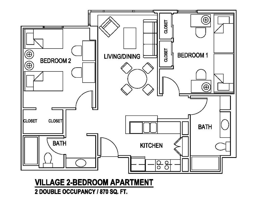 Village @ Centennial Square 2 bedroom floor plan